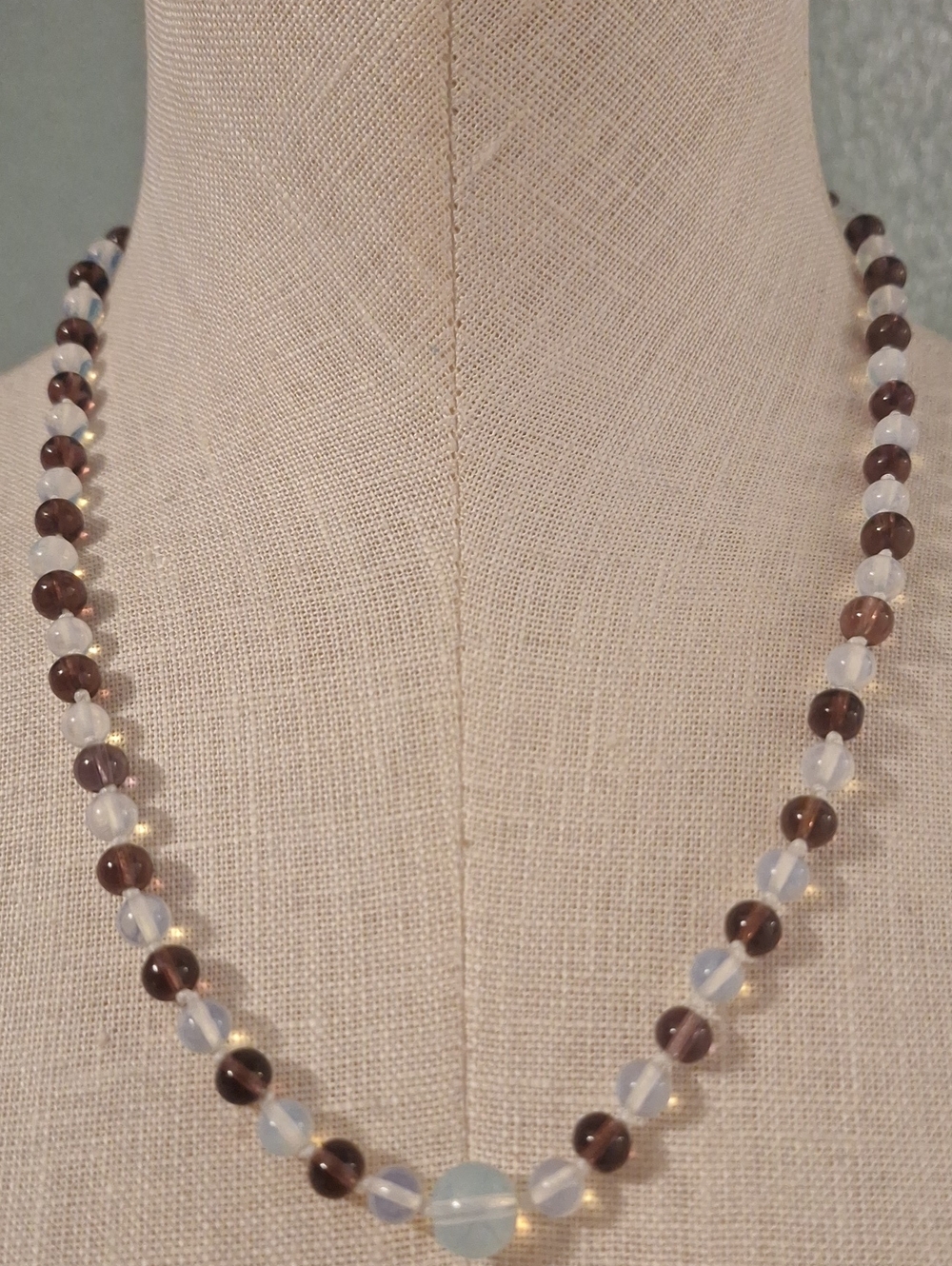 Elegant Brown and Opal Beaded Women's Necklace